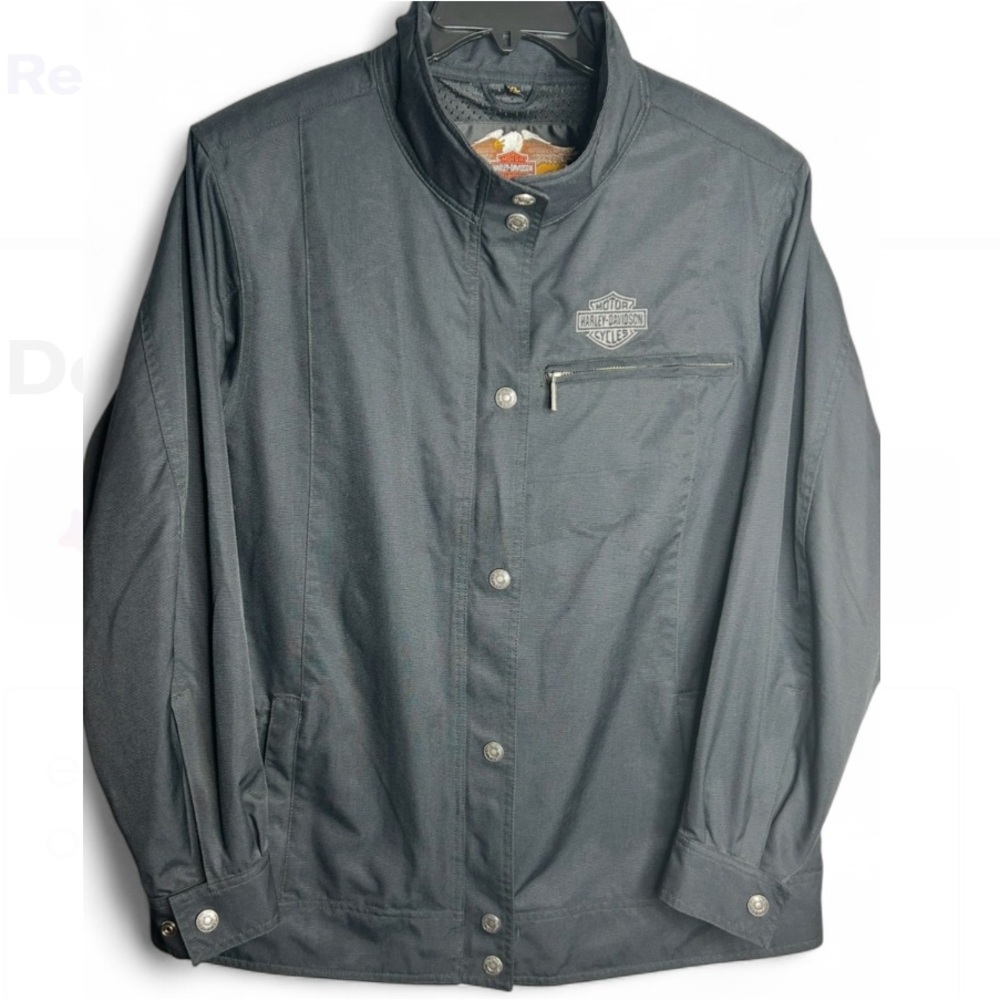 Harley Davidson Vintage Womens Nylon Parka Jacket Black Size XL